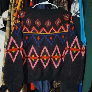 Vintage Colorful Geometric Knit Sweater